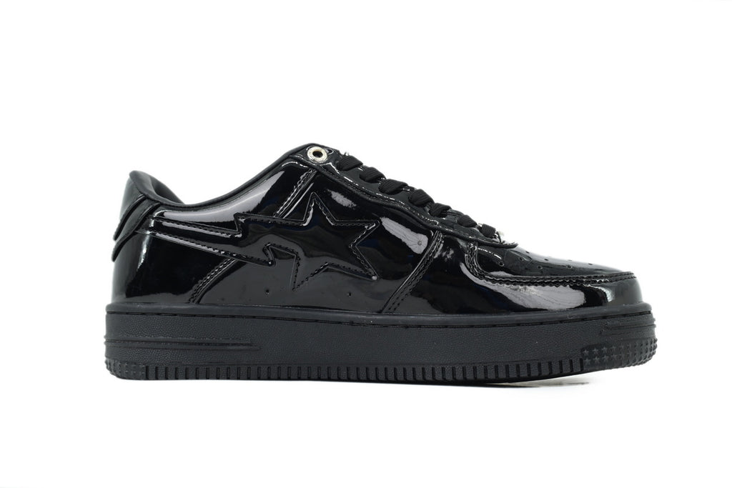 A Bathing Ape Bape Sta All Black Patent Sneakers