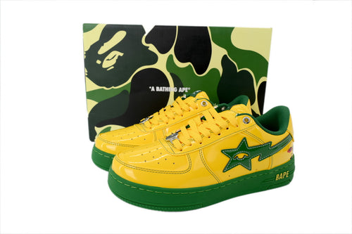 A Bathing Ape Bape Sta AUS Yellow Green Patent Sneakers
