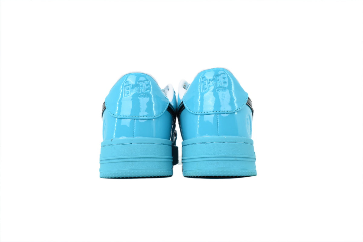 A Bathing Ape Bape Sta Baby Blue Black Patent Sneakers
