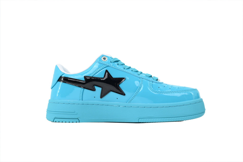A Bathing Ape Bape Sta Baby Blue Black Patent Sneakers
