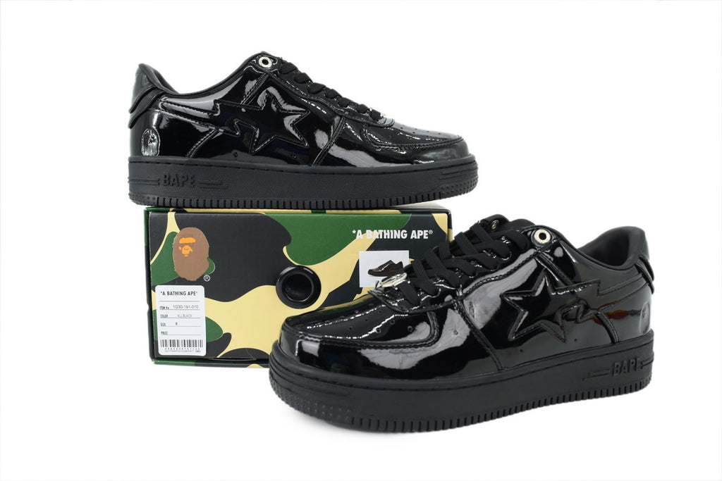 A Bathing Ape Bape Sta All Black Patent Sneakers