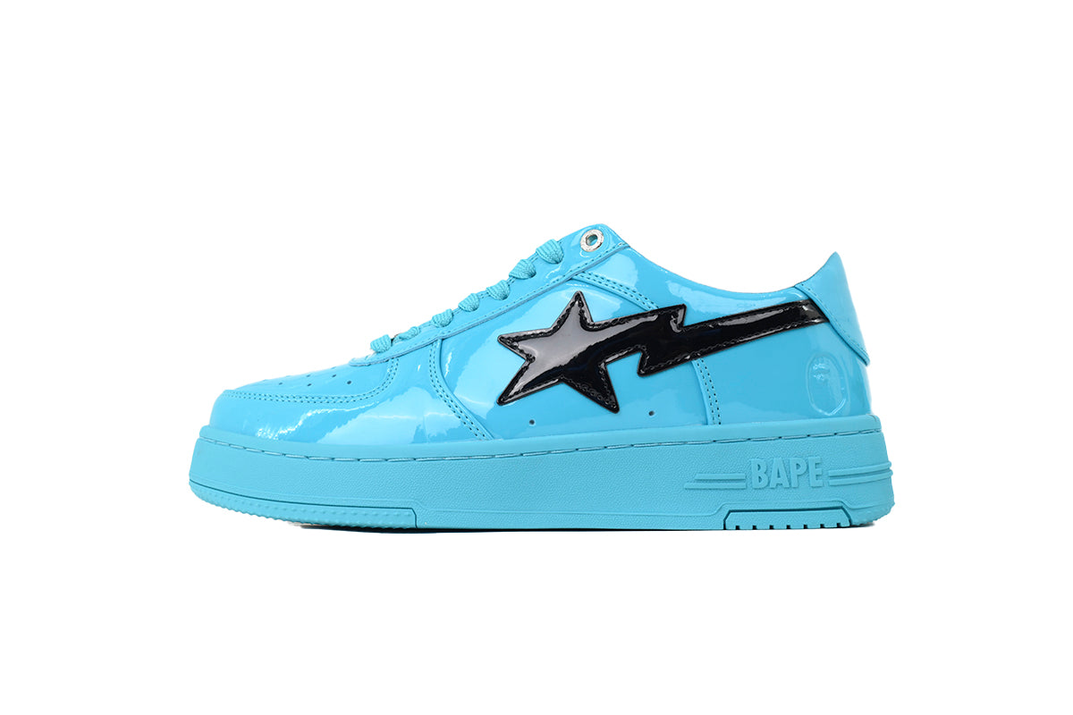 A Bathing Ape Bape Sta Baby Blue Black Patent Sneakers