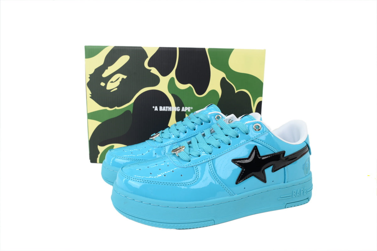 A Bathing Ape Bape Sta Baby Blue Black Patent Sneakers