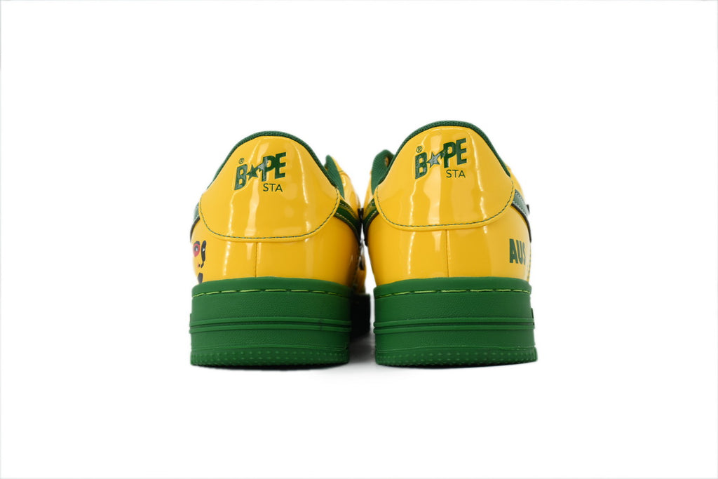 A Bathing Ape Bape Sta AUS Yellow Green Patent Sneakers