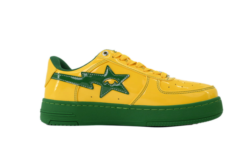 A Bathing Ape Bape Sta AUS Yellow Green Patent Sneakers