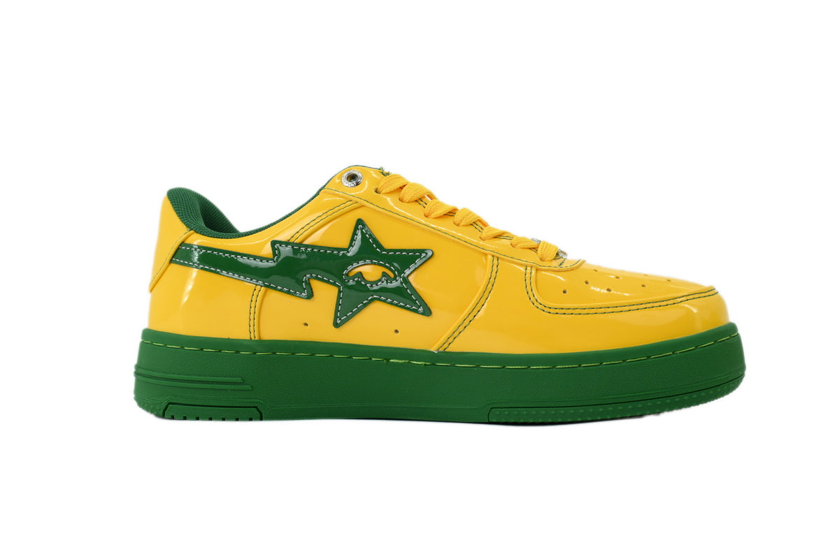 A Bathing Ape Bape Sta AUS Yellow Green Patent Sneakers