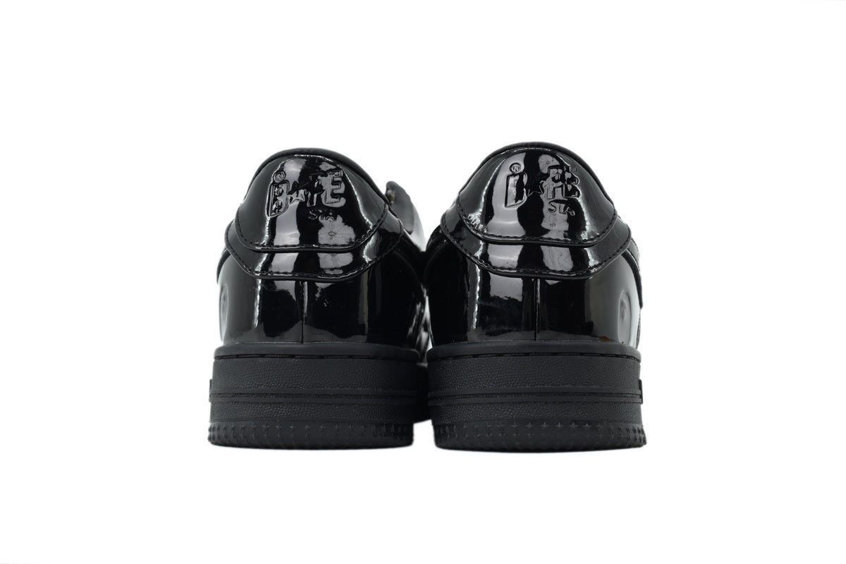 A Bathing Ape Bape Sta All Black Patent Sneakers