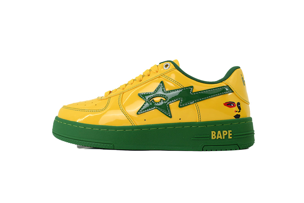 A Bathing Ape Bape Sta AUS Yellow Green Patent Sneakers